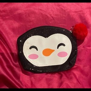 Christmas penguin coin or makeup bag